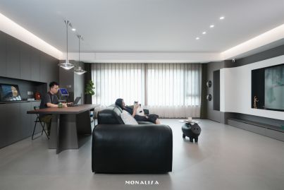 最美新家设计师夫妻的极简家通铺灰系哑光砖塑造艺术魅力(图3)