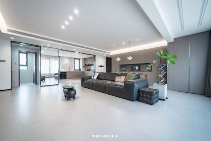 最美新家设计师夫妻的极简家通铺灰系哑光砖塑造艺术魅力(图2)