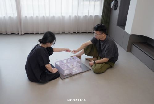 最美新家设计师夫妻的极简家通铺灰系哑光砖塑造艺术魅力(图6)