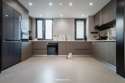 最美新家设计师夫妻的极简家通铺灰系哑光砖塑造艺术魅力(图12)