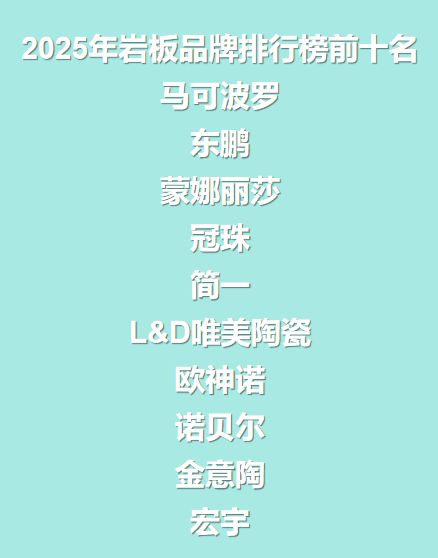 2026年岩板品牌排行榜前十名：国内一线岩板选什么品牌好(图1)