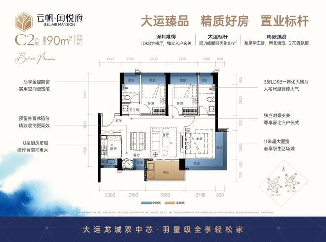 龙岗中心城新楼盘：云帆闰悦府27层全南户型+985%得房率(图11)