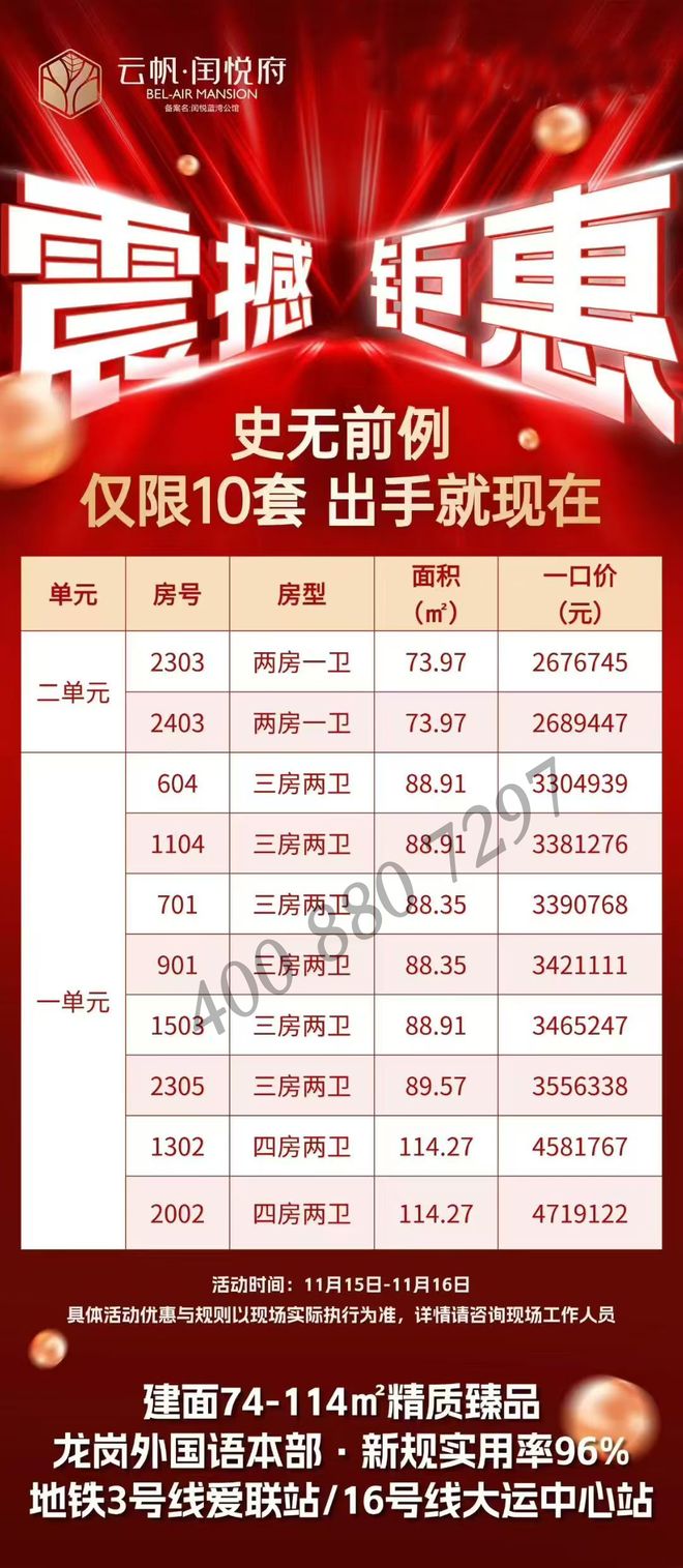 龙岗《云帆闰悦府》户型89㎡四开间朝南单价3字头(图4)